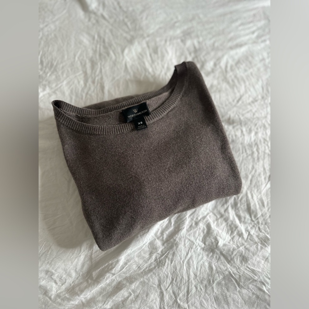 Worthington Womens Crew Neck Long Sleeve Pullover Sweater size XS